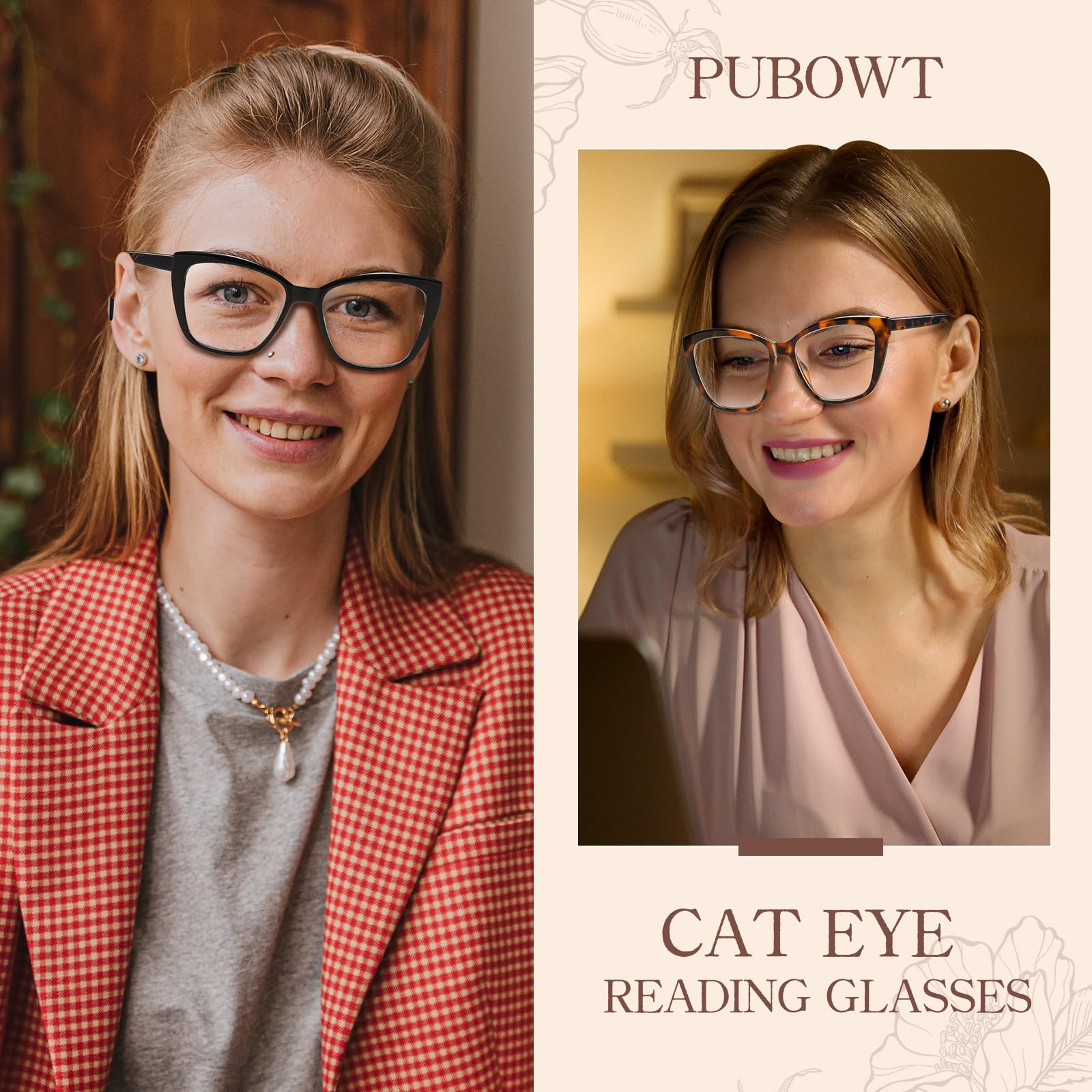 Lesebrille für Damen, Katzenaugen-Lesebrille, Blaulichtblock, Computerbrille, stilvolle Designer-Brille, bruchsicher, groß, modisch, 3 Stück