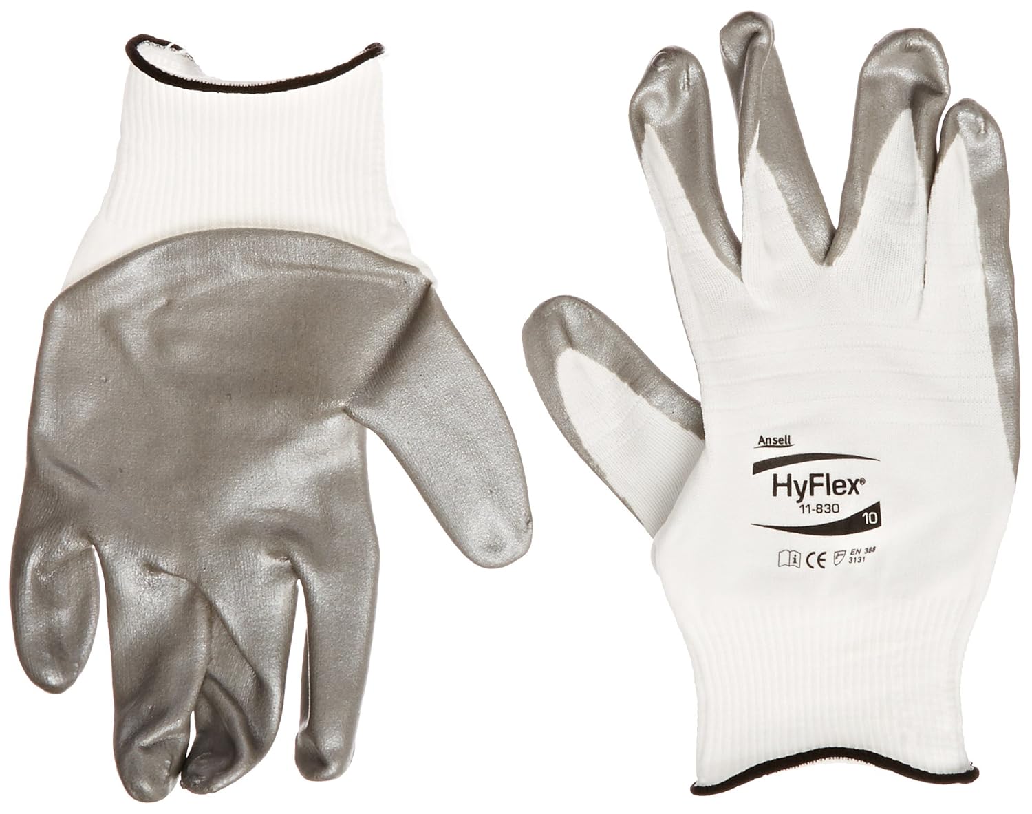 Ansell HyFlex 11-830 Nylon Light-Duty Multipurpose Glove with Knitwrist, Abrasion/Cut Resistant, Size 6, White (Pack of 12 Pairs)
