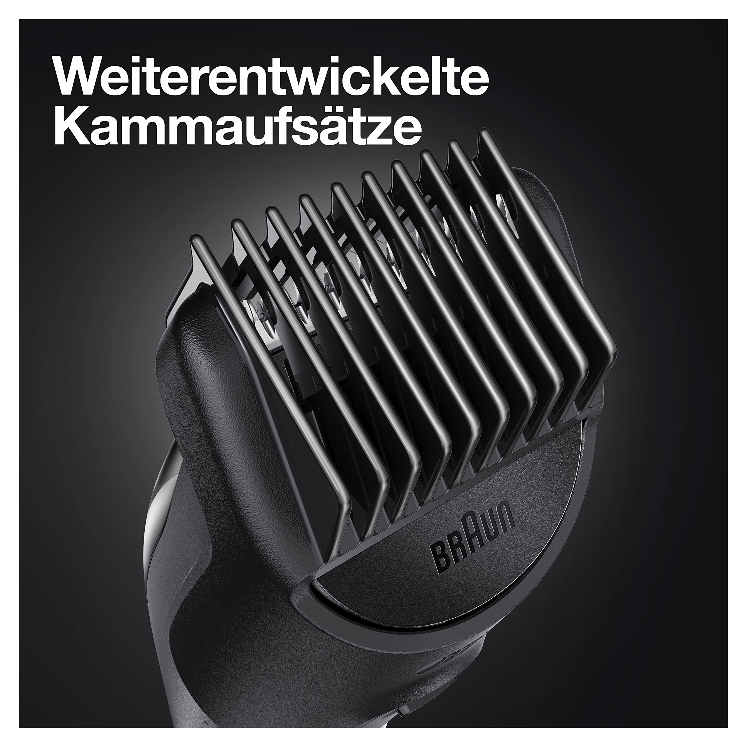 Braun Multi-Grooming-Kit 5, 9-in-1 Barttrimmer und Haarschneider/Haarschneidemaschine für Haarentfernung Herren, für Gesichts-, Kopf-, Körperhaare, 7 Aufsätze, Geschenk Mann, MGK5380, schwarz/blau