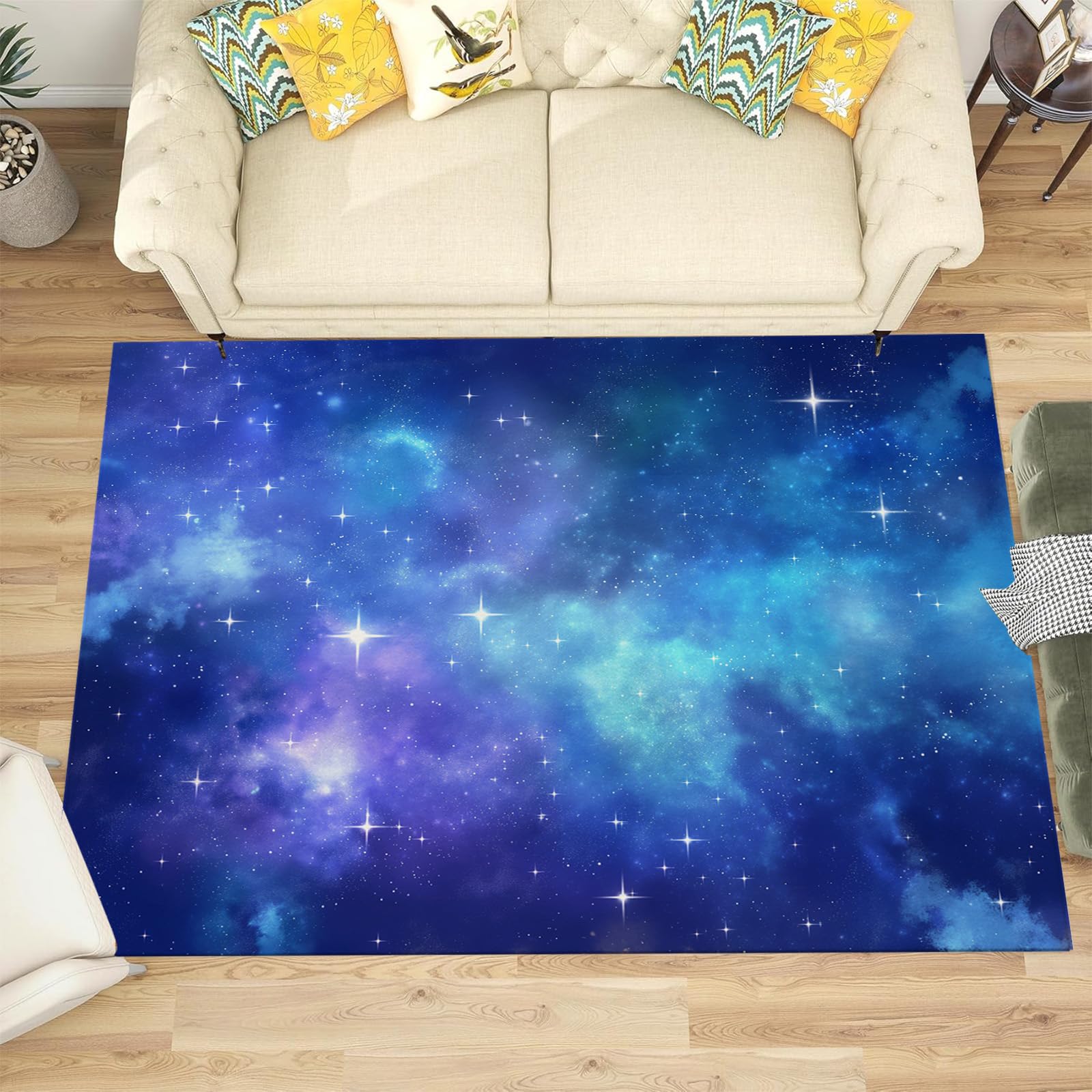 Tapis-tapis shaggy salle de séjour galaxie moderne et moquette salon douce