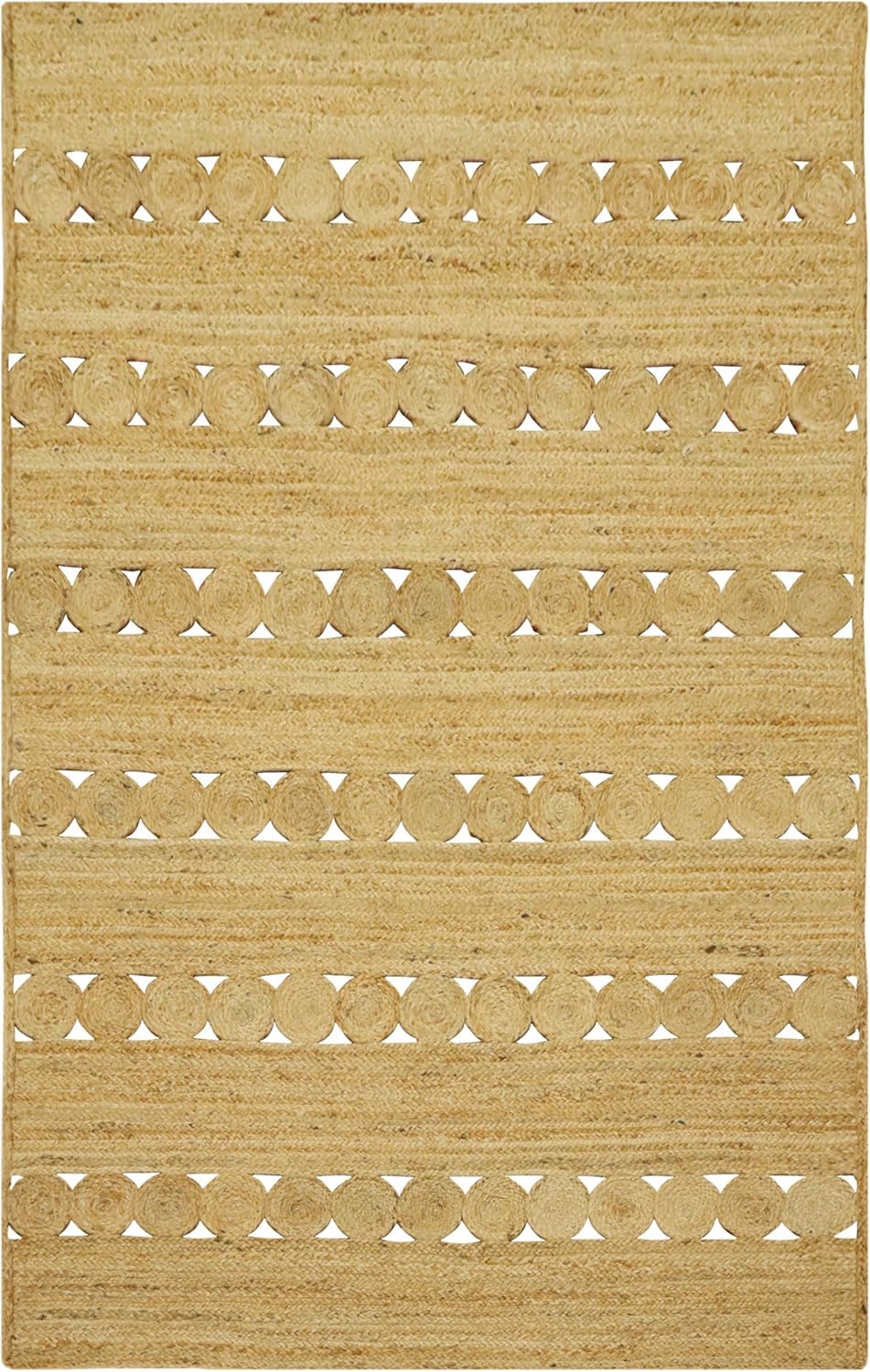 Alfombra de yute 2x6 pies hecha a mano en color beige para pasillos y exteriores