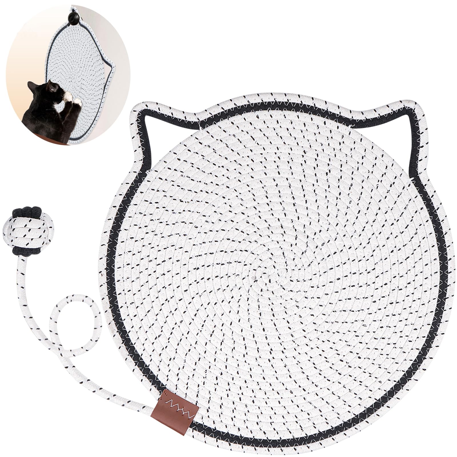 Cat Scratcher Mat, Natural Cotton Rope Cat Scratch Pad, 15.7 Round Horizontal Floor Cat Scratching Pads for Indoor Cats, Cat Furniture Protector for Wall, Couch, Carpets, Sofas (B0CQLTZJ8L) Amazon Price History, Amazon Price Tracker