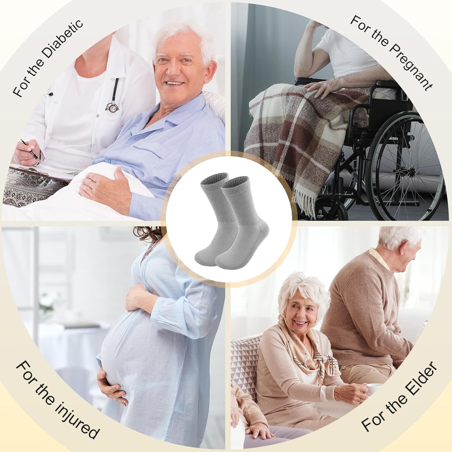 3 Pairs Men's Diabetic Socks,Neuropathy Socks,Non Binding Loose Socks Men,Wide Calf Large Sock,Crew Hospital Socks (L) - Image 6