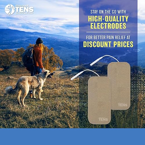 Miniatura 2 de Discount TENS Almohadillas de electrodo con cable de alta calidad compatibles con TENS 7000 – Paquete de 8 electrodos de repuesto grandes de 2 x 4