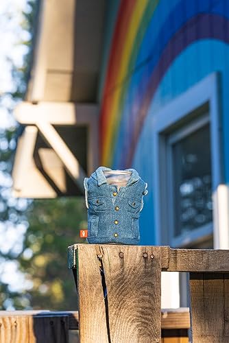 Miniatura 5 de Puffin - The Denim Vest - Enfriador de latas aislado de 12 oz I Aislante de botellas de cerveza y latas de refrescos, mantiene las bebidas y bebidas