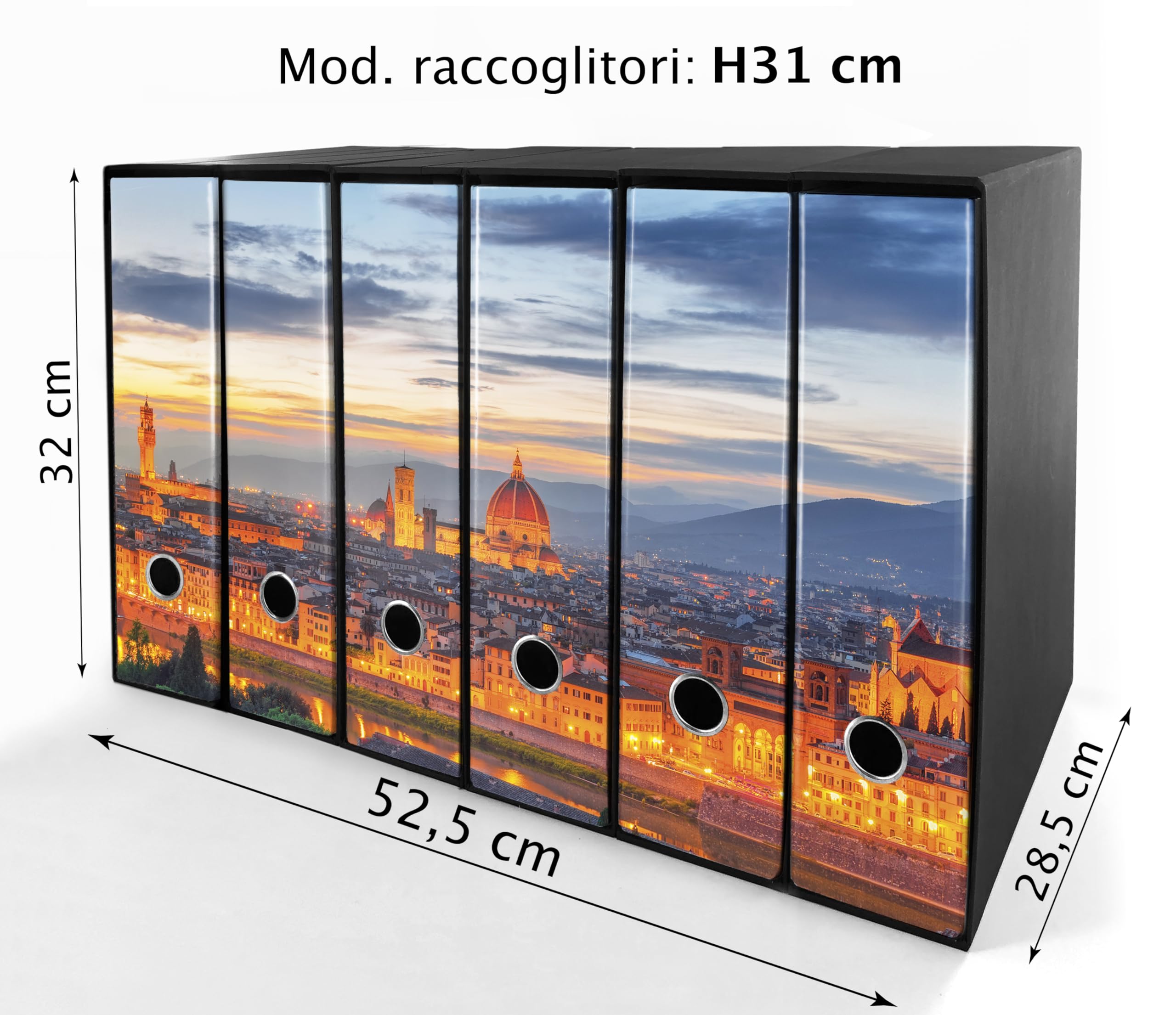 Set da 6 raccoglitori ad anelli FIRENZE - Faldoni SHAREPRINTING (H31 con 4 anelli)