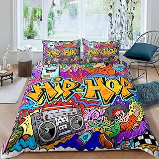 Feelyou Trippy Bedding Set for Teens Boys Colorful Graffiti Comforter Co...