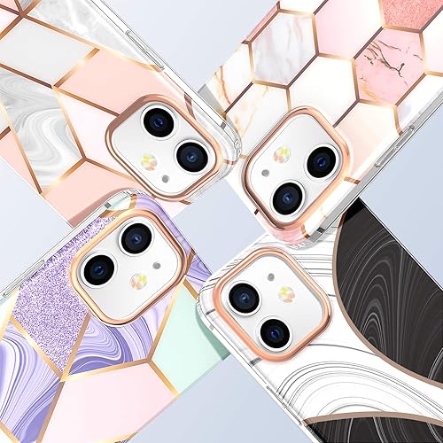 Miniatura 6 de MATEPROX Compatible with iPhone 12 Pro case and iPhone 12 Cases 6.1inch,Marble Design Slim Thin Stylish Geometric Cover(Frosted Green)