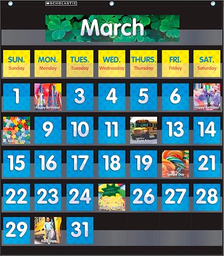 Monthly Calendar (Black) Pocket Chart