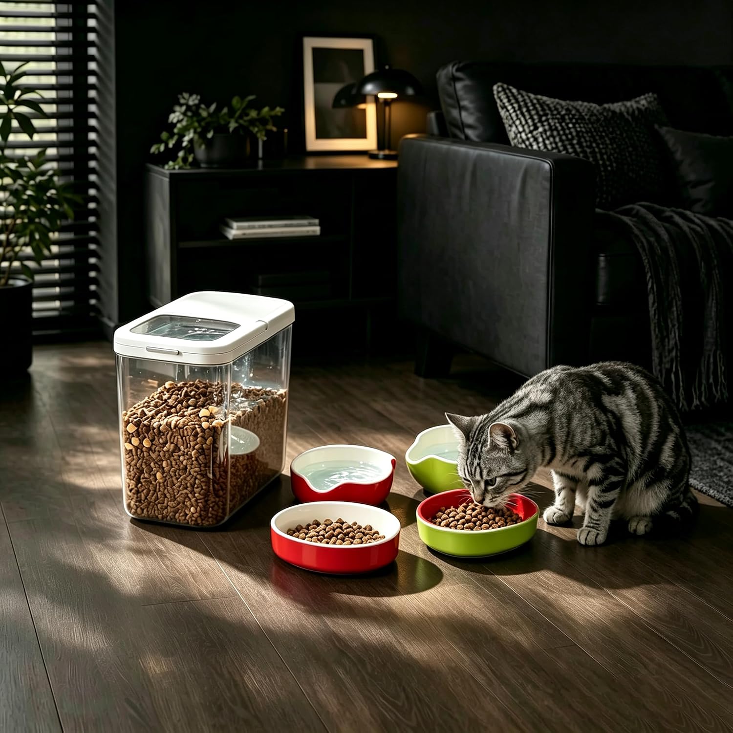 LivLab Mker Elevated Cat Food Bowl, Anti‑Vomiting Raised Cat Bowl | Reduce Whisker Fatigue Non‑Slip Pet Feeding Bowl for Indoor Kitten Adult Flat‑Faced Cats