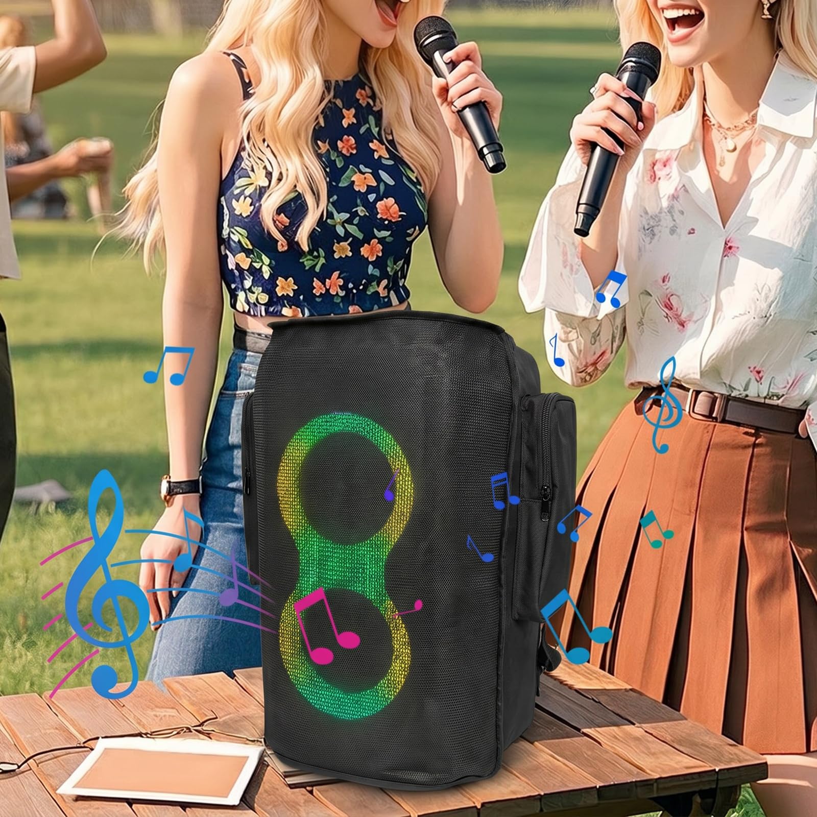 Borse di protezione per altoparlanti in set da 2, compatibili con JL PARTYBOX 110/120, con tasca per microfono e accessori, design con zip multi-finestra