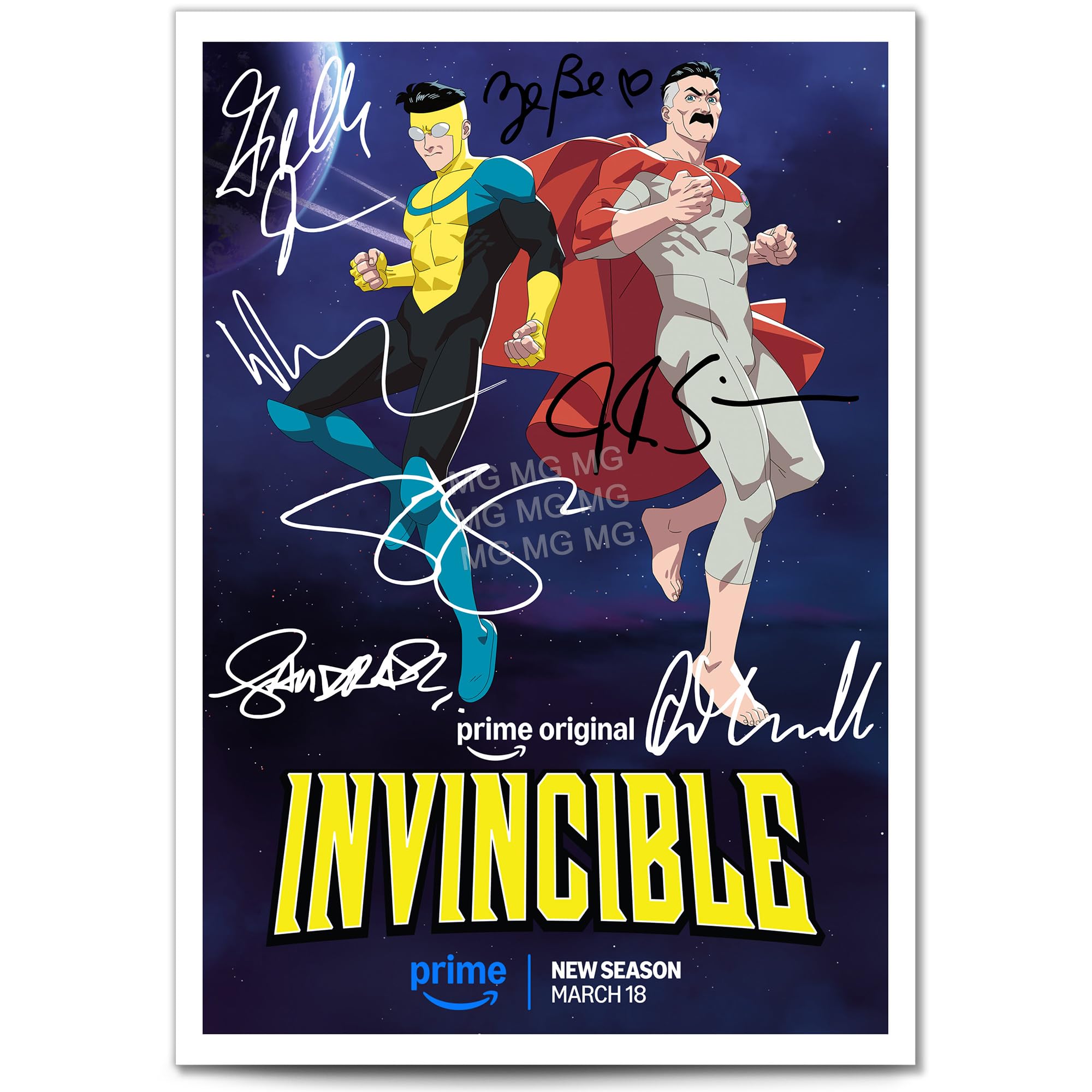 Invincible Cast Signed Autograph Poster Photo Print Framed Memorabilia Tv Show Series Season Gift Steven Yeun Sandra Oh J. K. Simmons (Season 4, A4 Print (Unframed))