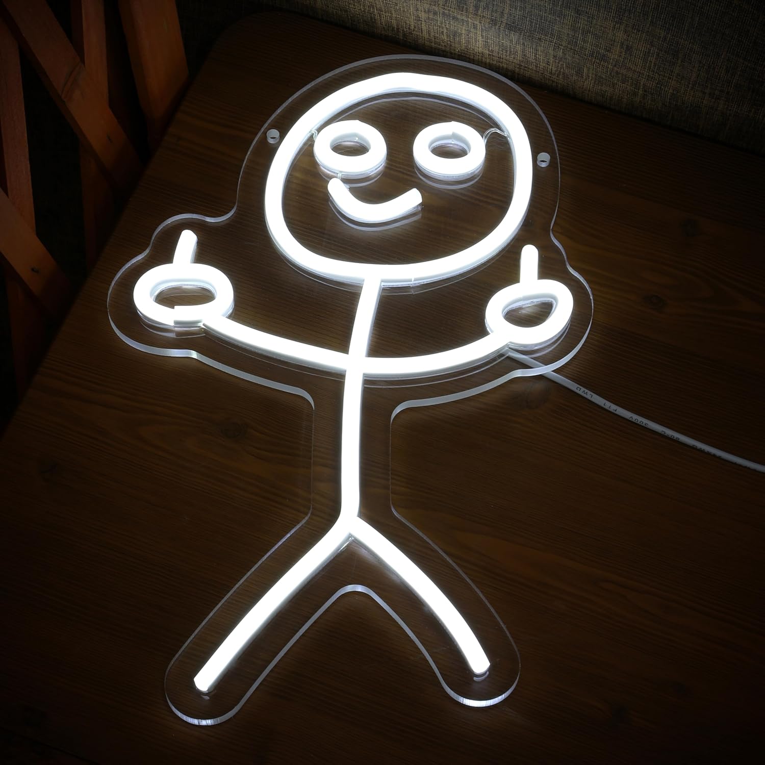 Smile Middle Finger Neon Sign Funny Doodle LED Light Sign Personalized for Girl Woman Friends Brother USB Power/Dimmable Switch “13.7x8.6” Neon Lamp Long Distance Friendship LED Sign