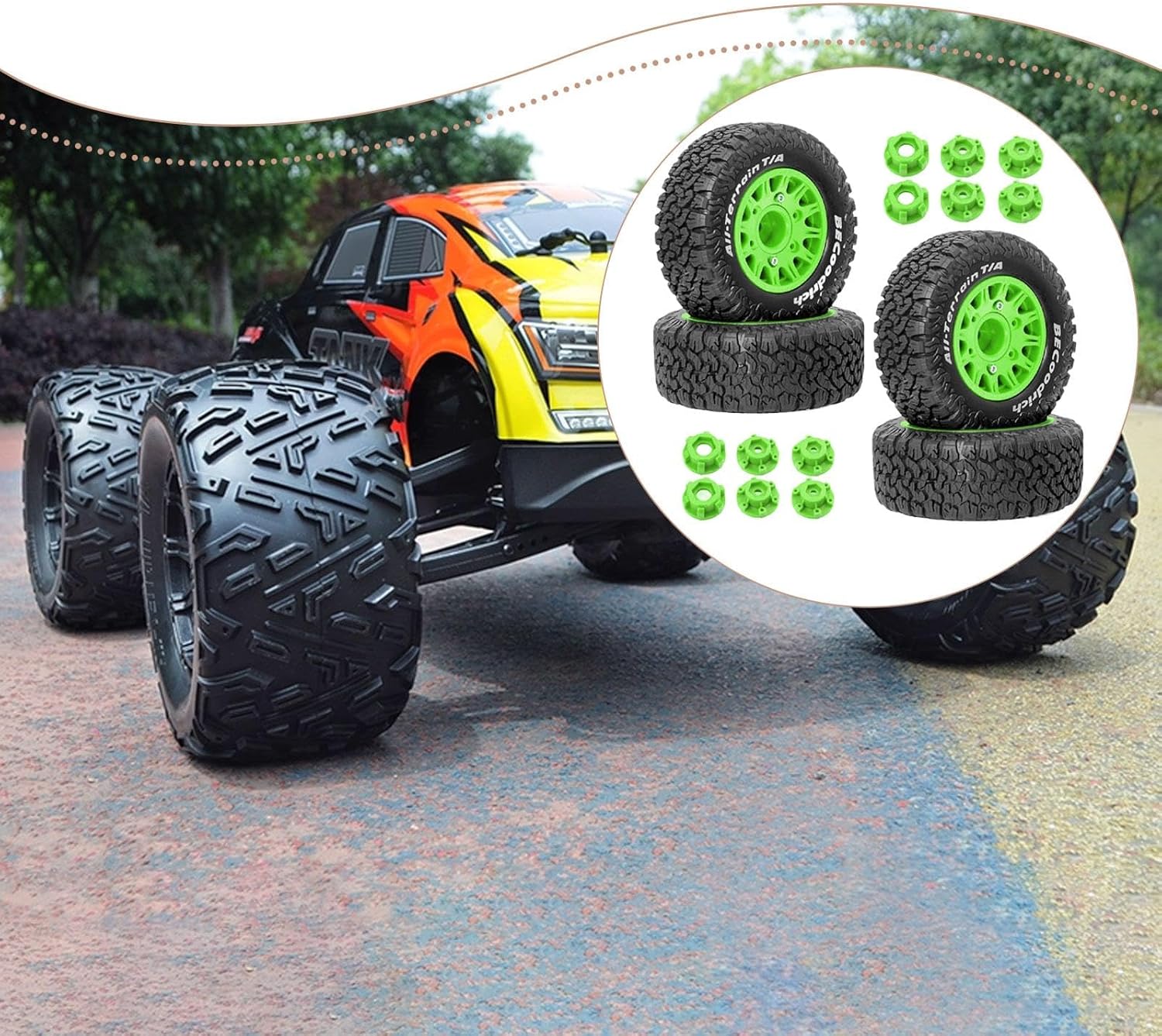 PEWETE 4 RCホイールとタイヤDIYアクセサリー 簡単インストール アップグレード 交換モデル DIYスペアパーツアクセサリ