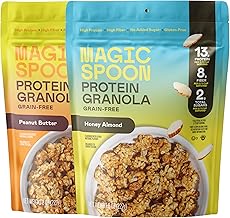 Magic Spoon Protein Granola - High Protein Granola, Keto Friendly, Low Sugar, Grain Free, Healthy Breakfast or Quick Snack (1 bags each: Honey Almond, Peanut Butter)