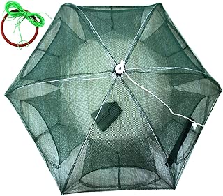 JSHANMEI Foldable Bait Cast Mesh Trap Net Portable Fishing Landing Net Shrimp Cage for Fish Lobster Prawn Minnow Crayfish Crab with Hand Rope Floating Circle - coolthings.us