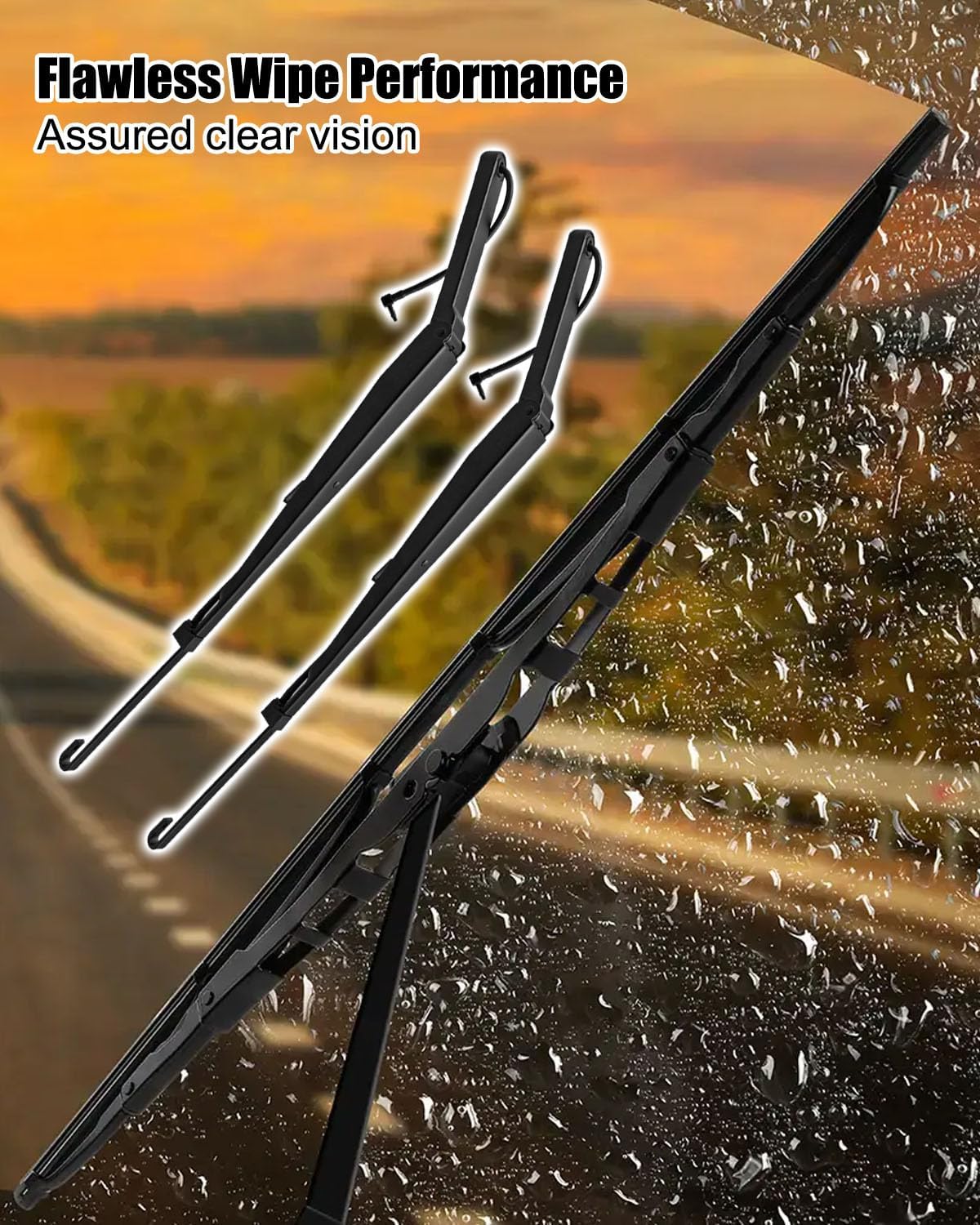 Front Driver Passenger Side Windshield Wiper Arm Fit for Chevrolet Silverado 1500 HD 2500 3500 1999-2002 Suburban 2000-02 Tahoe 2000-01 GMC Sierra Yukon XL Replace 42548 12487597 42535 12487596, 2 Pcs