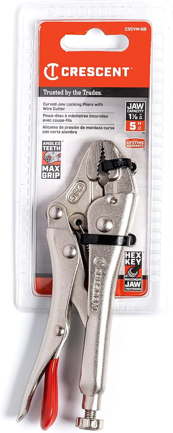 Crescent 5" Curved Jaw Locking Pliers with Wire Cutter - C5CVN-08 (Pack of 2)