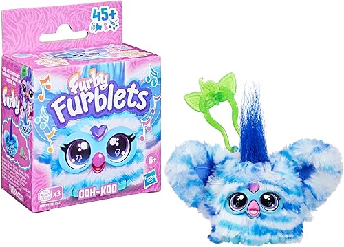 Miniatura 3 de Furby Furblets Ooh-Koo Mini Friend, más de 45 sonidos, música rock y frases furbish, juguetes de peluche electrónicos, azul y blanco, rellenos de