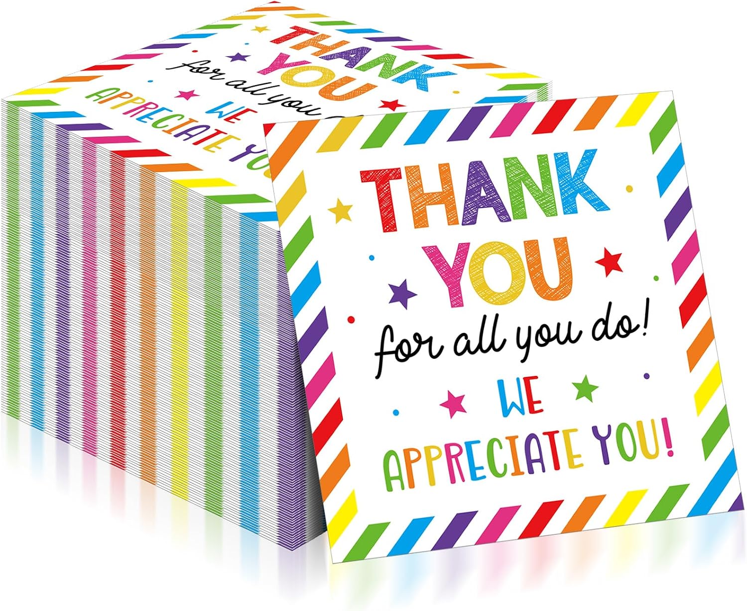 Chiisong 100 Pieces Thank You Napkins We Appreciate You Napkins Decorations Employee Teacher Doctor Volunteer Appreciation Decorations(Colorful Strips)