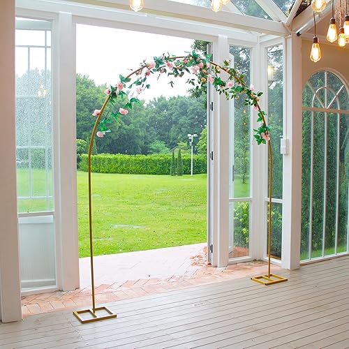 Miniatura 2 de THORISE Arco de boda dorado de 6.5 x 7.3 pies, soporte de arco de globo circular, soporte de arco de metal para boda, fiesta de cumpleaños y