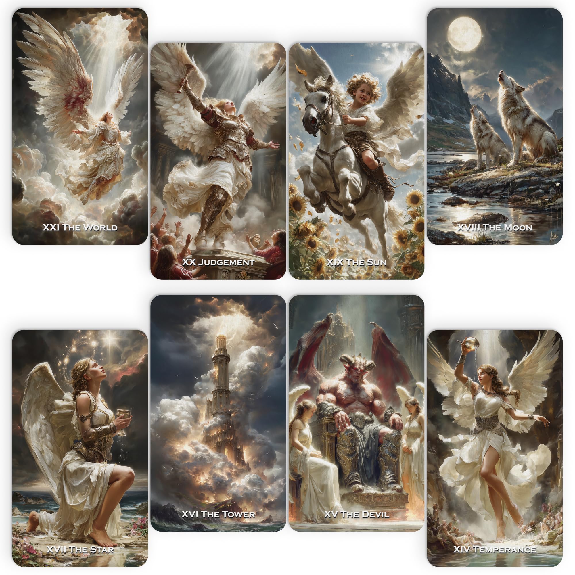 CRAFTERIAN Kingdom of Heaven Tarot Deck – 78 Card Classic Tarot Cards with Gold Holographic Foil Edges, 96-Page Guidebook, Angelic Fantasy Artwork, Premium Cardstock, Gift Box
