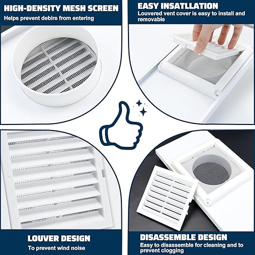 Miniatura 5 de Pearwow Kit de ventana de ventilación de secadora para manguera de ventilación de secadora de 4 pulgadas de diámetro, kit de ventilación ajustable