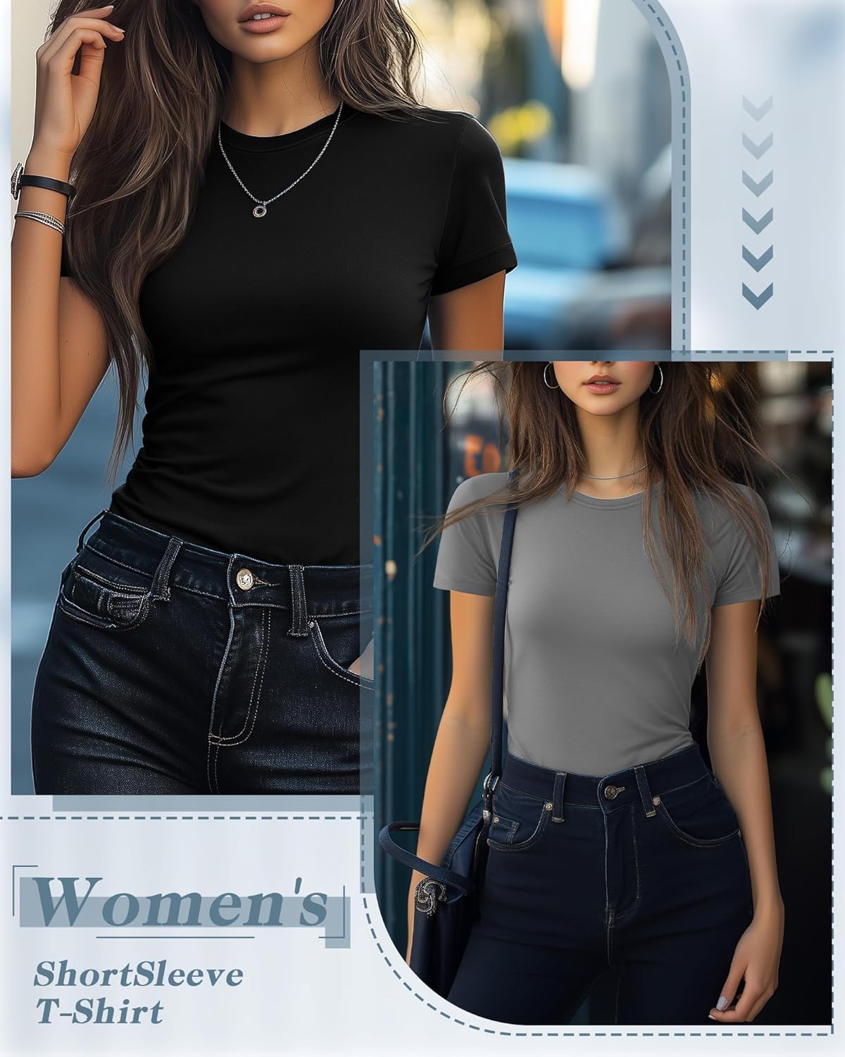 Neer 6 Pack Fitted Basic T-Shirts for Women Bulk, Tight Crewneck Short Sleeve Tops Multipack Slim Casual Summer Tees Blouse - Image 6