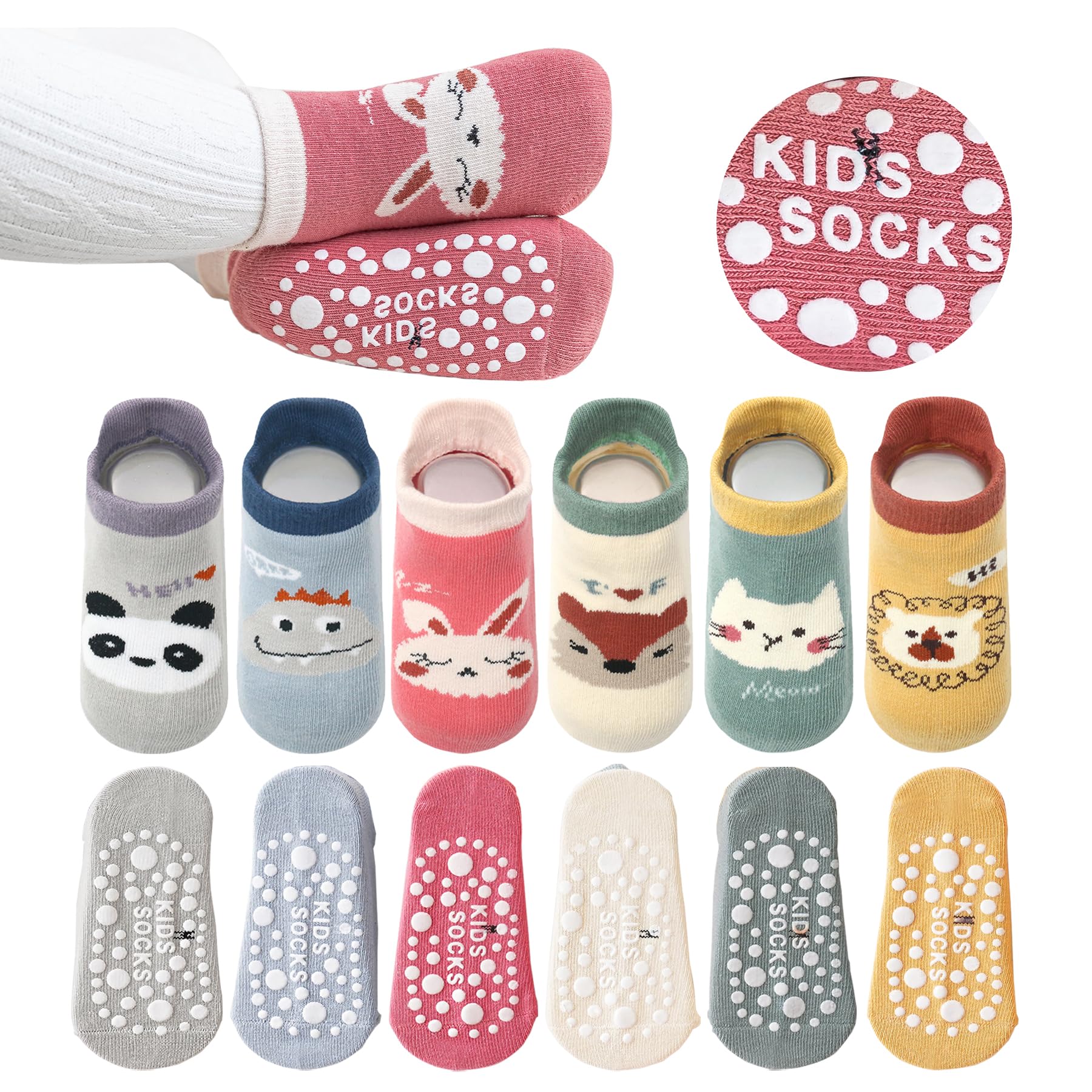 Baby Anti-Slip Ankle Skarpety Cute Cartoon Grips Skarpety Dla Niemowląt Maluch Chłopcy Dziewczyny 5/6 Para