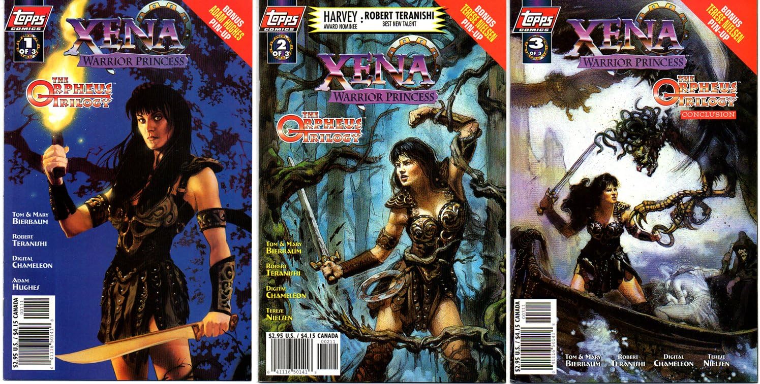 Xena - The Orpheus Trilogy (Illustrated Covers) #1-3 Complete Limited Series (Topps Comics 1998 - 3 Comics)
