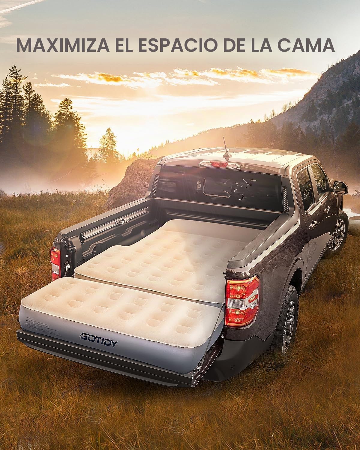 Colchón inflable para cama de camión Tacoma, colchón de aire de 5 a 5 pies para camioneta de tamaño mediano con extensión desmontable para portón trasero, Honda Ridgeline Jeep Gladiator JT, diseño