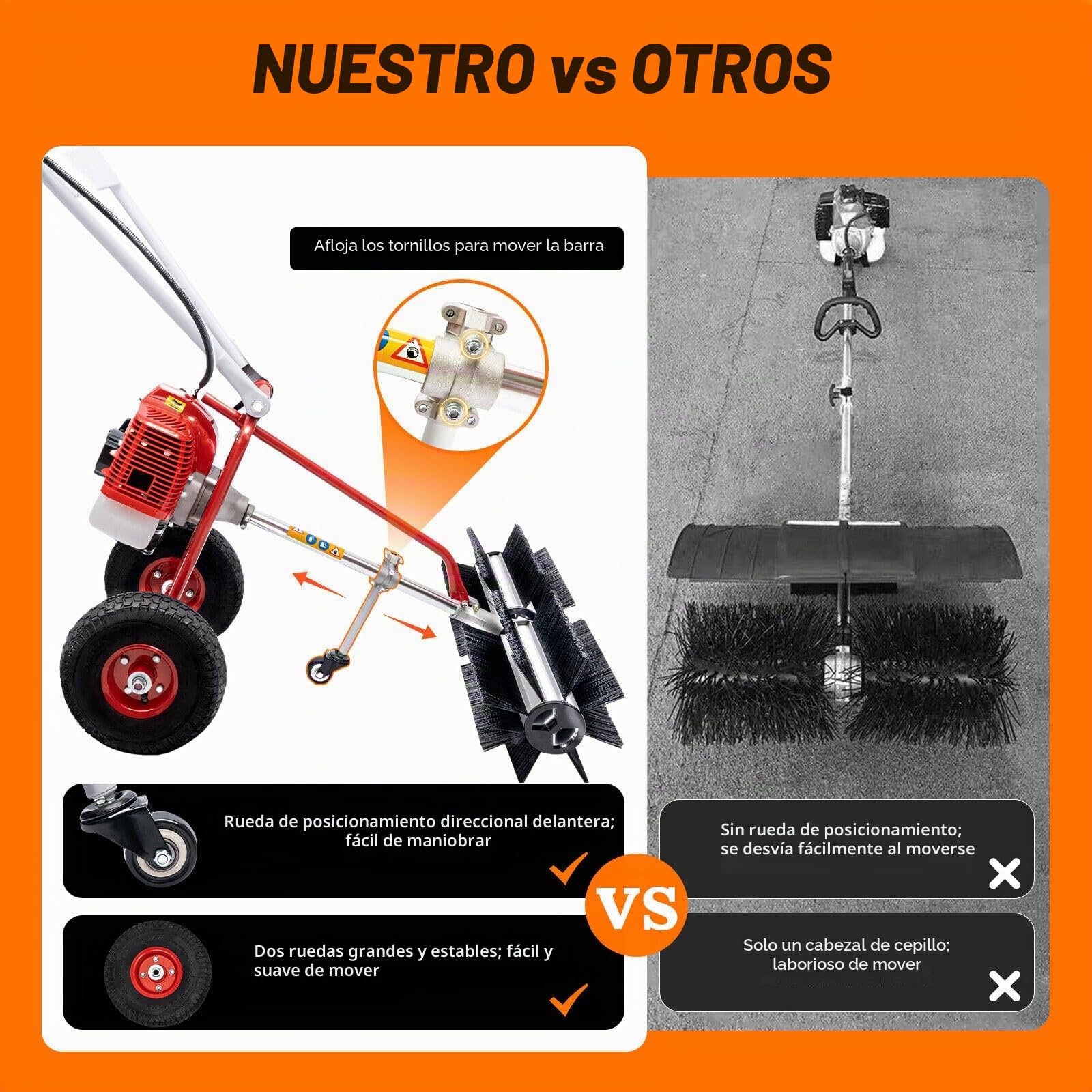 Barredora cesped Artificial, barredora de Mano, barredora de Gasolina, barredora de Motor de Gasolina de 2 Tiempos, barredora de Gasolina, Escoba Cepillo de Malas Hierbas para Barrer