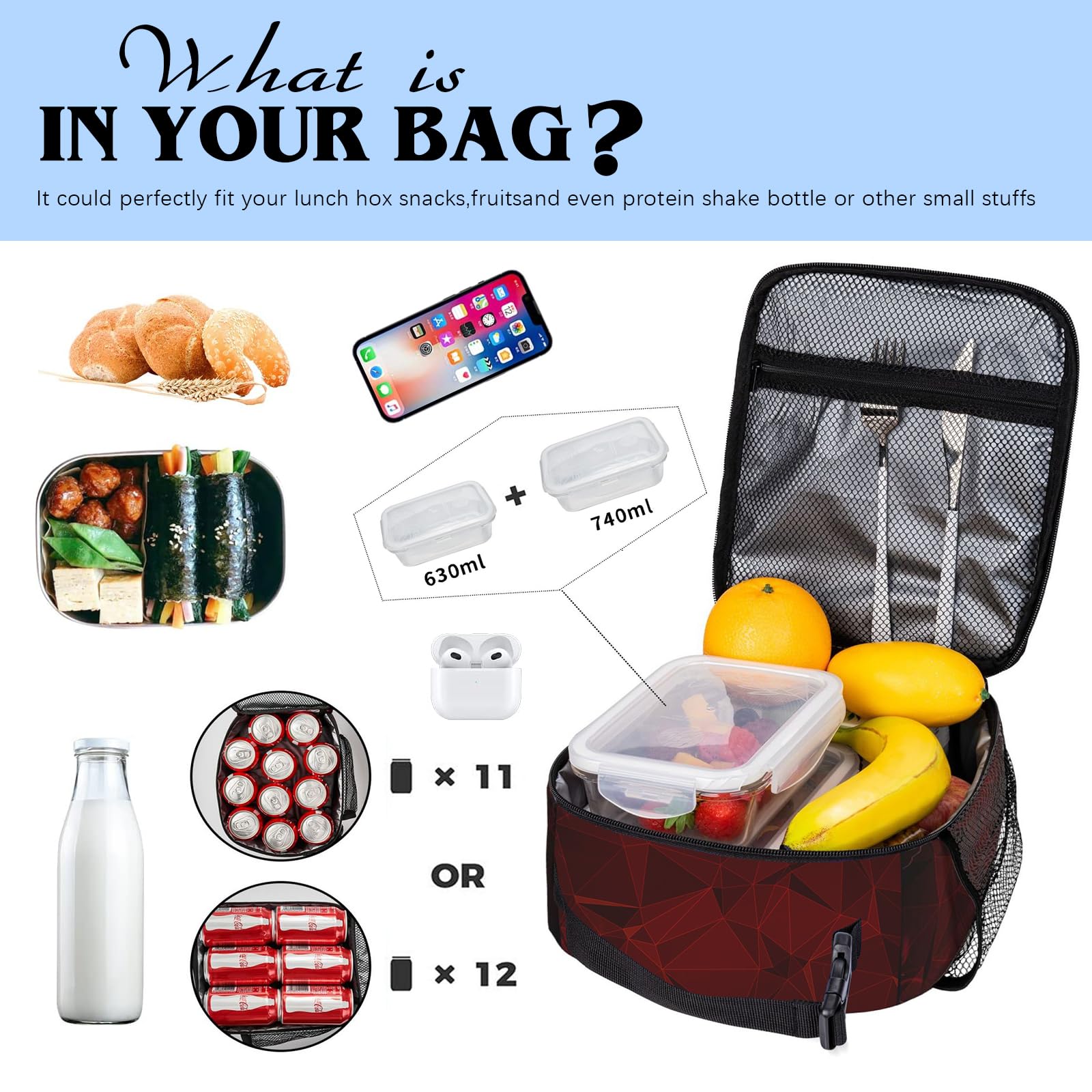 SENROLAN Video Game Lunch Box For Kids & Adults | Insulated Reusable Lunch Bag, Waterproof, Portable Tote For School, Office, Picnic