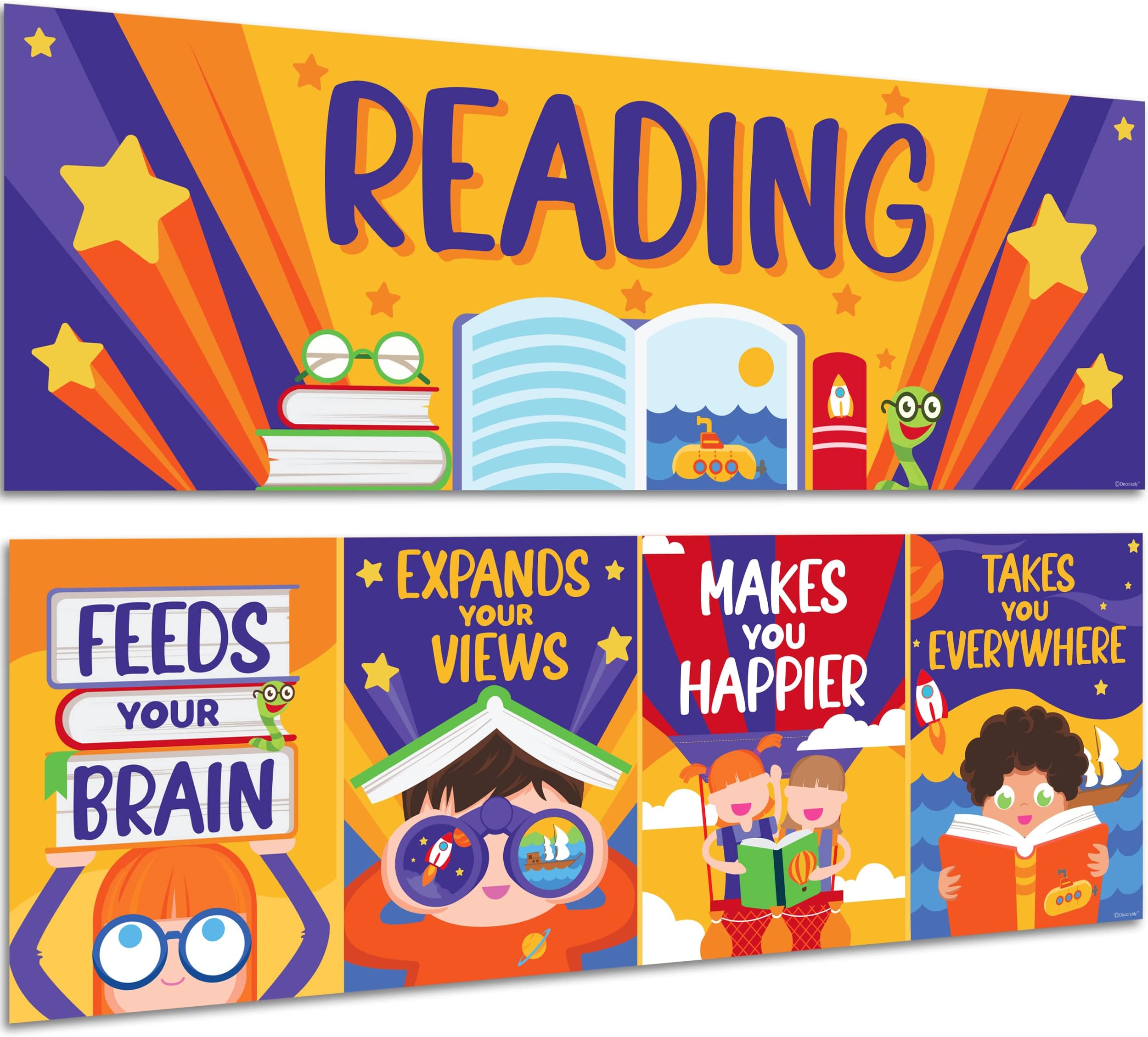 Reading Posters for Classroom Decorations Reading, Reading Posters for Library Posters, Library Decorations for School, Classroom Decorations for Teachers Elementary, Library Decor, Reading Bulletin