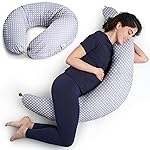 Niimo XXL Pregnancy Pillow & Baby Feeding Pillow - 2022 Double Platinum Winning Maternity Pillow, 100% Cotton Pregnancy Pillow Cover, Machine-Washable, Pregnancy Must Haves