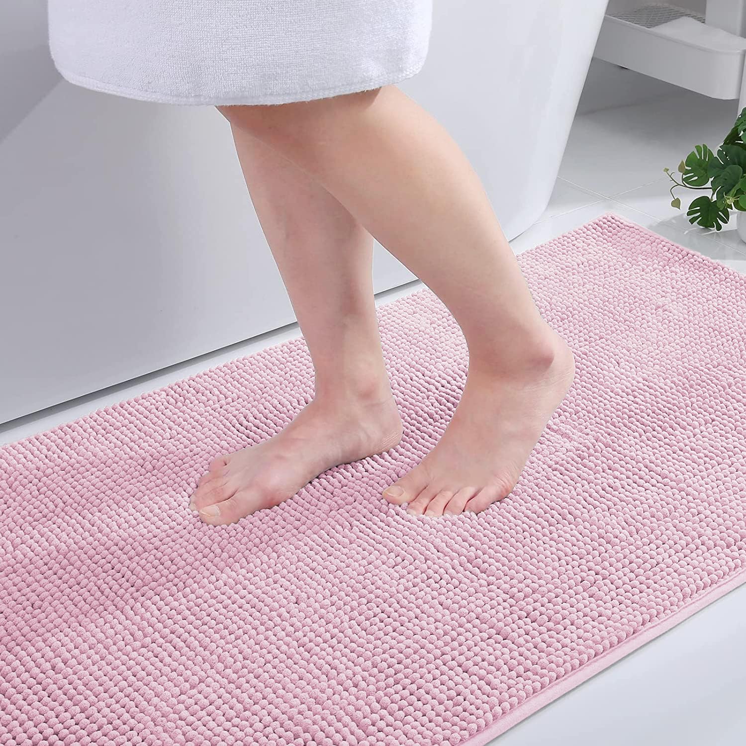 smiry Non Slip Chenille Bath Mat, 60 x 90 cm, Extra Soft Bathroom Mat