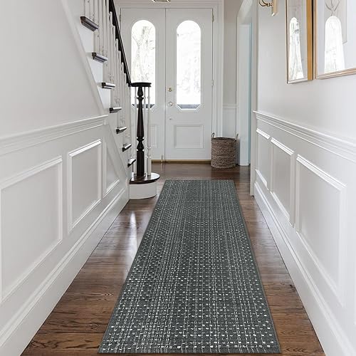 Seavish Hallway Runner Rug, Long Kitchen Runner Outdoor Rugs, 2'x6' Cotton Woven Entryway Rugs, Grey Farmhouse Throw Rug, Washable Rug Runner for Home Living Room Bedroom Laundry Patio