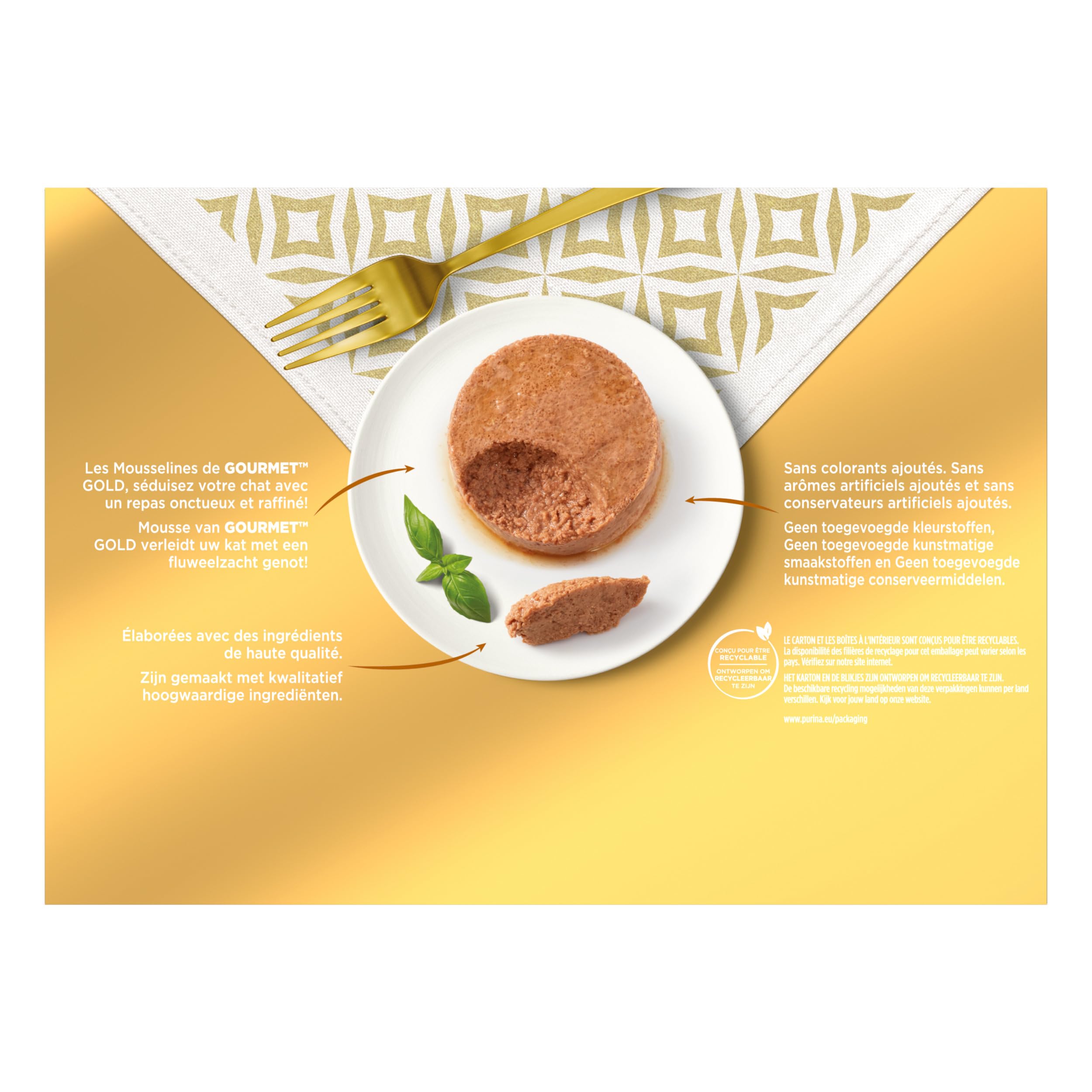 GOURMET | GOLD | Chat | Les Mousselines | Aliment Complet pour Chat Adulte | Lapin, Bœuf, Veau, Agneau | Boite |Lot de 4 (24x 85 g)