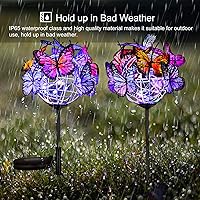 Vista 3 de Outdoor Solar Garden Lights - 2 Pack Solar Powered Garden Stake Lights with 18 Butterflies and Copper String Lights, Multicolor