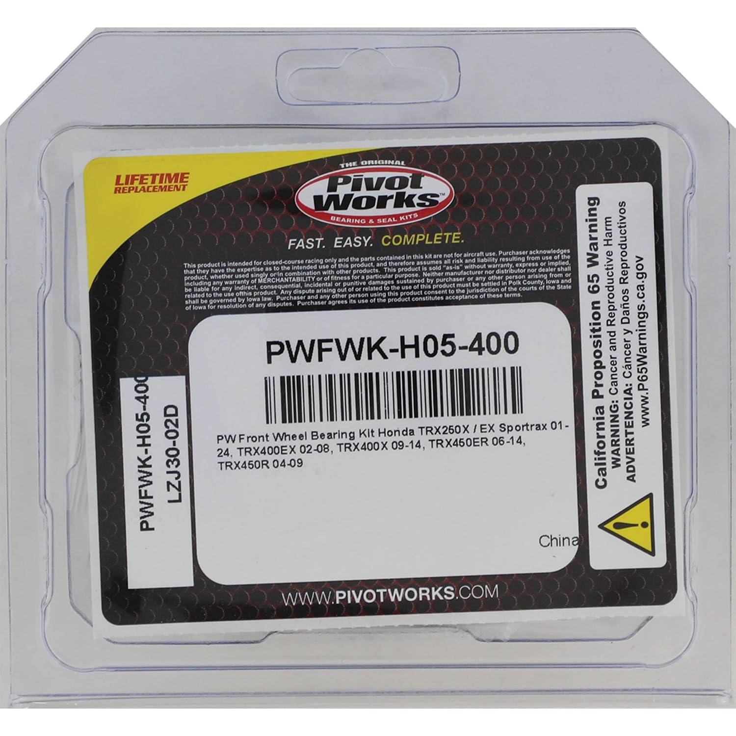 Pivot Works Wheel Bearing Kit PWFWK-H05-400 Compatible with/Replacement for Honda TRX250X / EX Sportrax 2001-2018, TRX400EX 2002-2008, TRX400X 2009-2014, TRX450ER 2006-2014
