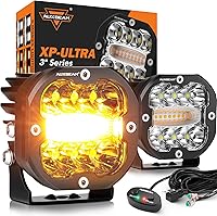 Vista 1 de Auxbeam 6 Modes Amber White LED Pods XP-Ultra Series 3 Inch 96W Dual Color Offroad Strobe Lights Spot Flood Combo Amber Ditch Lights Flashing