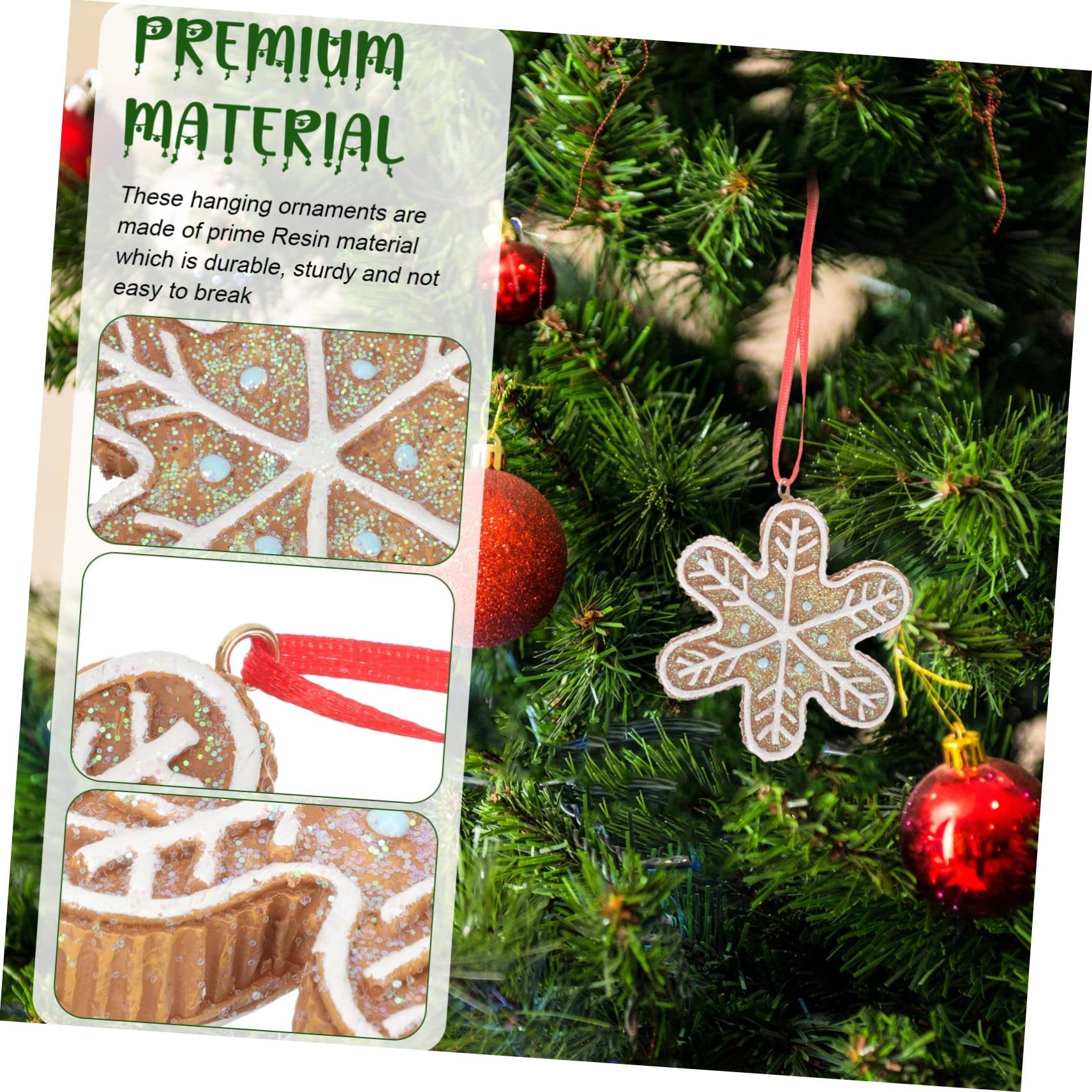 ABOOFAN Schneeflocken Aufhänger 5st Christbaumschmuck Dekoration Weihnachtsbaum Hängende Schneeflocken-weihnachtsdekoration Weihnachtsbaum-Lebkuchen Lebkuchenmann Festival-anhänger Harz
