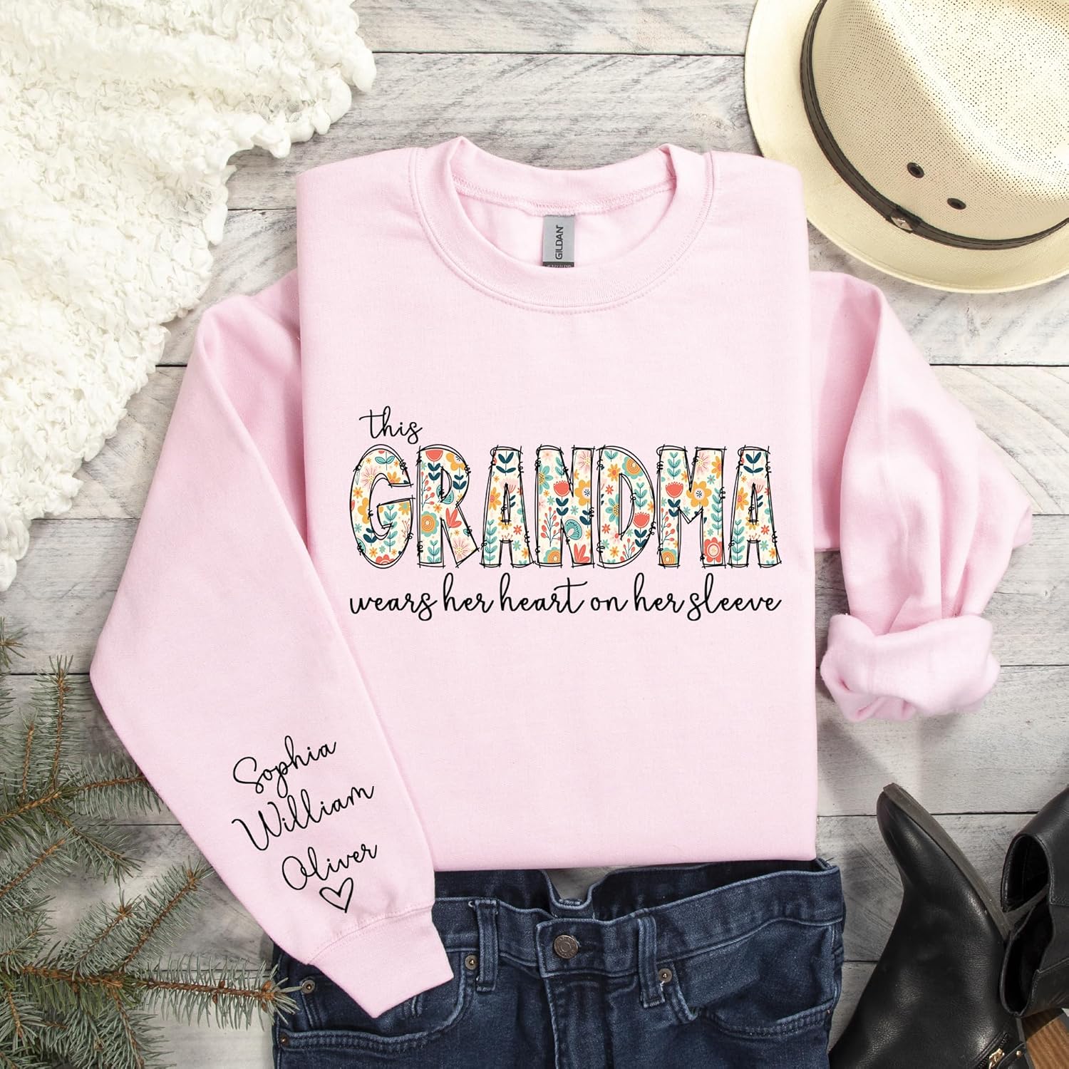 Custom Grandma Sweatshirt with Grandkids Names on Sleeve Personalized Sweatshirts for Nana Birthday Gifts for Grandma Mothers Day Sweater for Women - Image 2