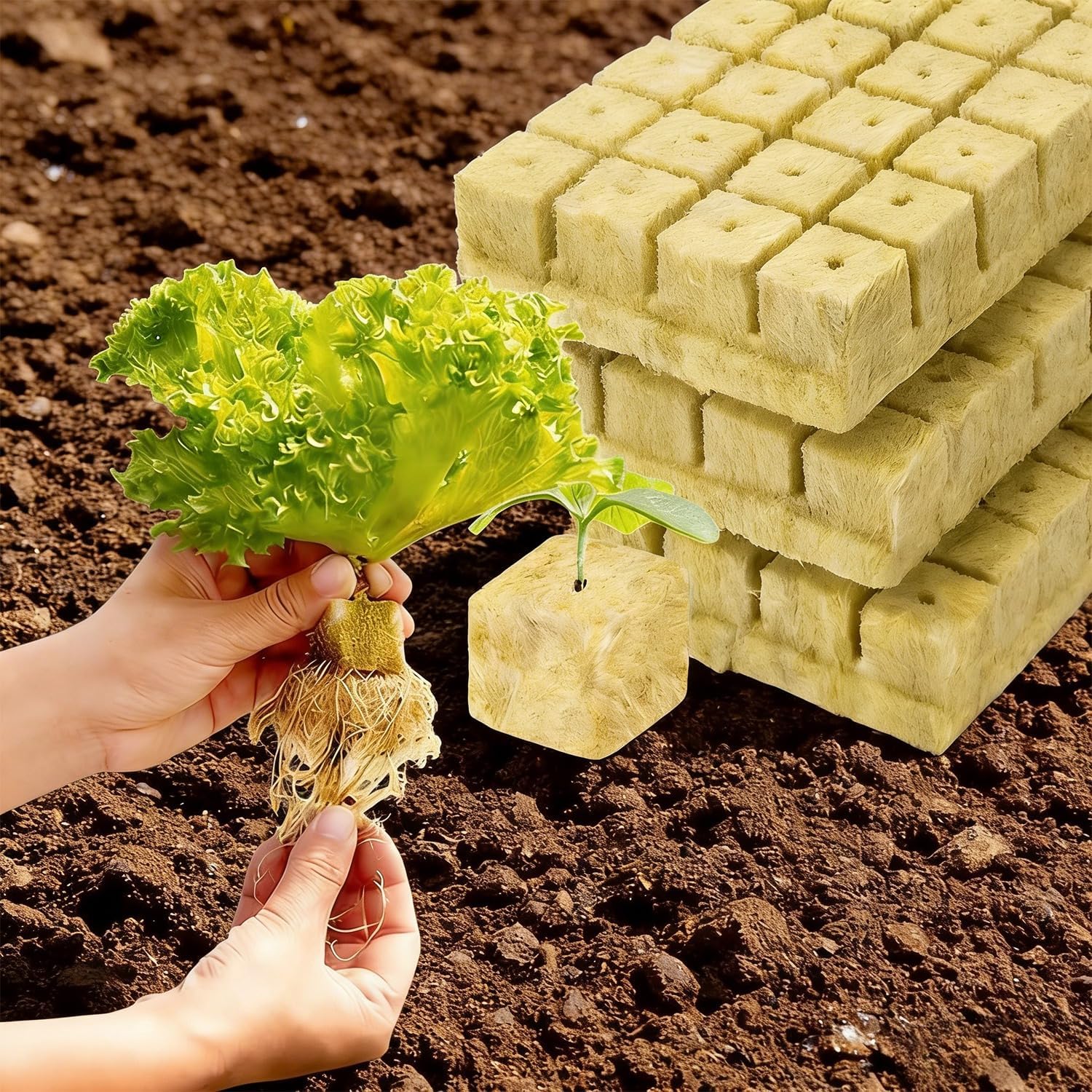 50Pcs Stonewool Hydroponic Grow Media Cubes Plant Soilless Substrate Seeded Planting Spong Plug Seedling Block Garden Tools