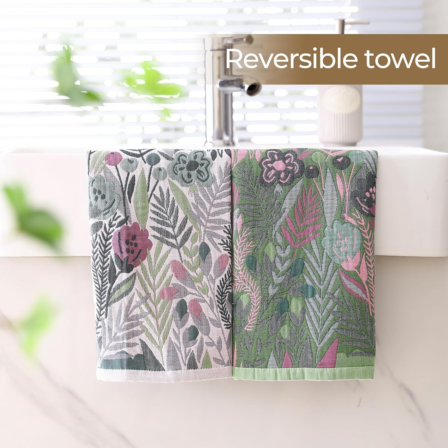 Cotton Kitchen Towels Set of 4, Quick Dry Sustainable Decorative Dish Towels for Kitchen Drying,Ultra Absorbent Reusable Cleaning Tea Towels,Pretty Hand Towels for Bathroom/Kitchen with Loop - Image 3