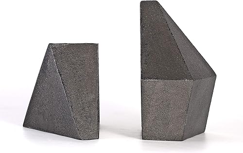 Miniatura 5 de Sujetalibros decorativos, hierro fundido resistente, decoración de estantes artísticos, temática abstracta geométrica (negro) por Ambipolar