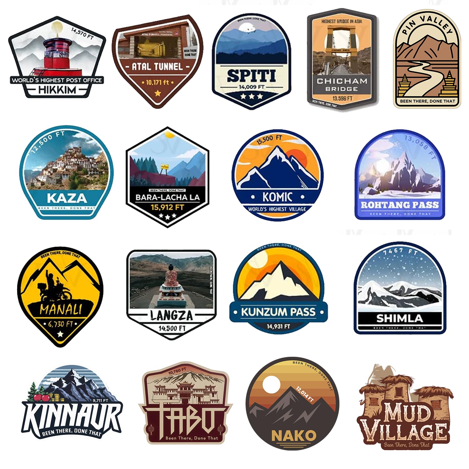 Stick The Vibe, Spiti Vinyl - Decals - Peel & Stick, Sticker for Bike | Helmet | Laptop | Wall Etc. - 3 Inch X 3 Inch (Each) - Pack of 17-image-23