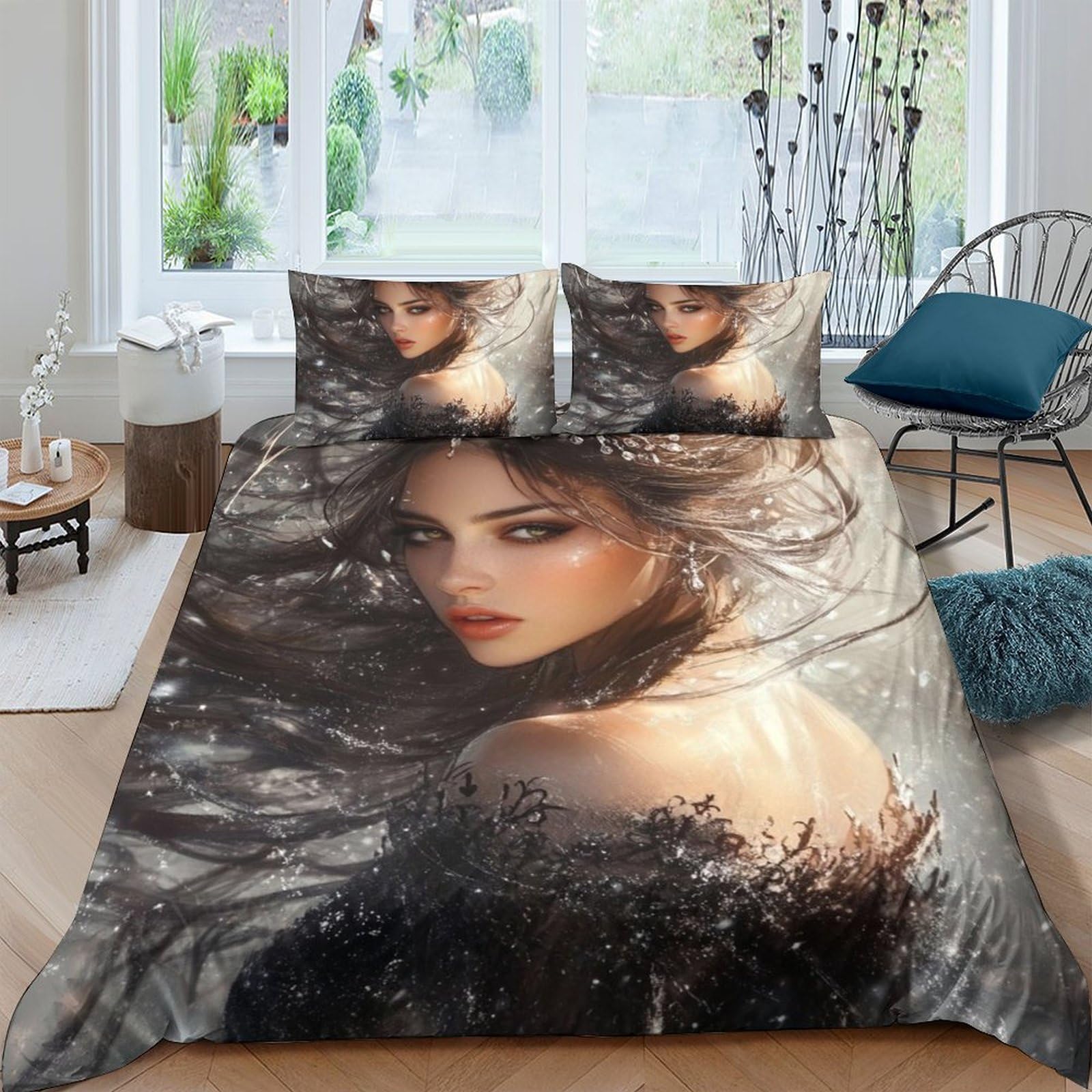 Ctjqhvkz Style-9 3D Printed Artistic Woman Fitted Sheet Microfiber Soft Skin-Touch Abstract Nude Mattress Cover For Bedroom Guest Room Decor Single（135X200cm）