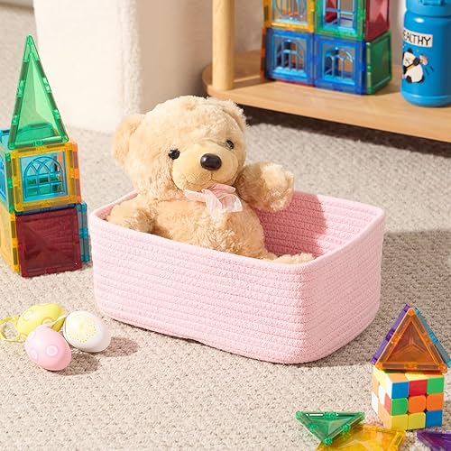 Vista 87 de Cestas de almacenamiento pequeñas para organizar Contenedores organizadores de armario Cesta de juguetes para estante Cestas de cuerda tejida