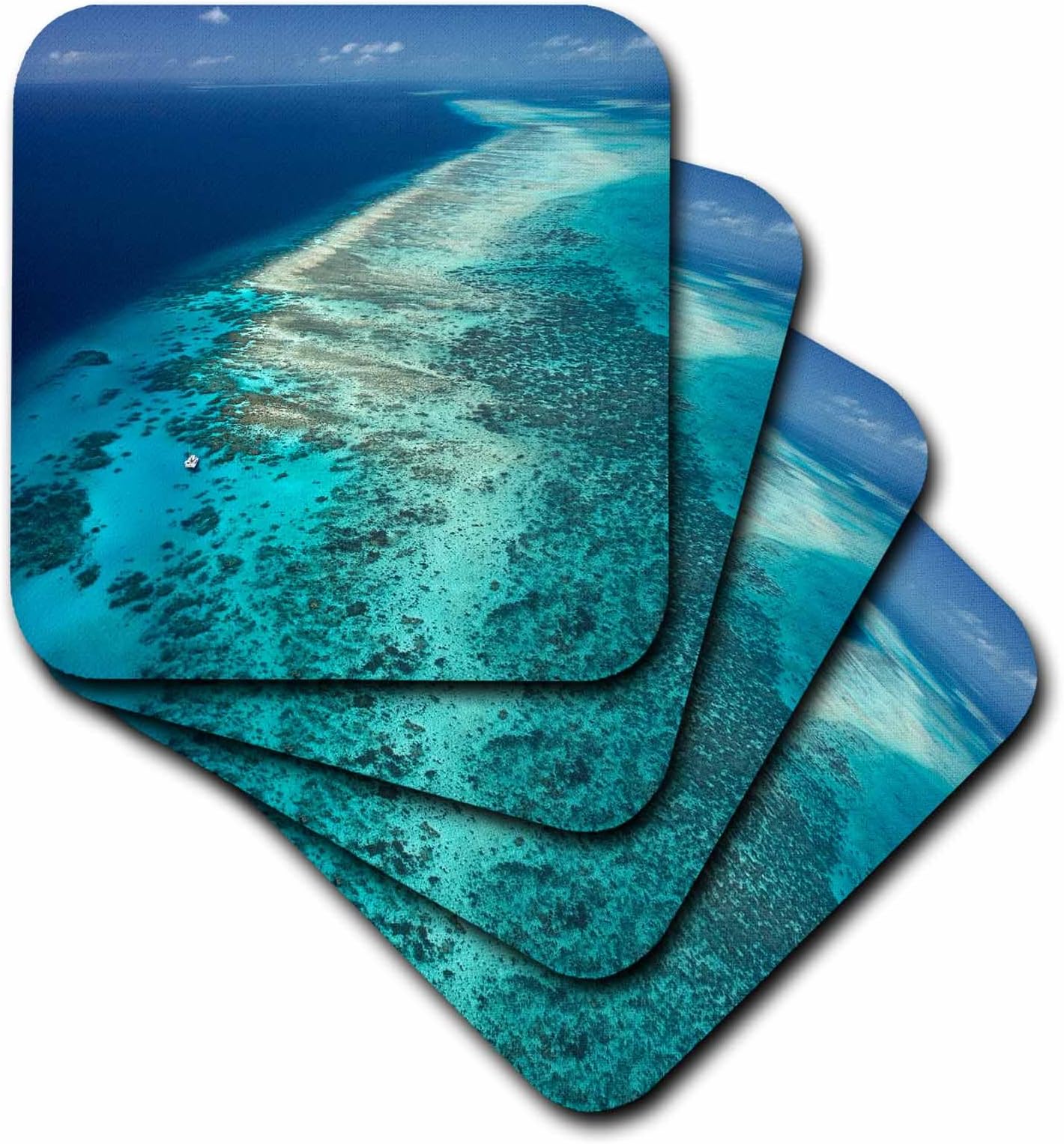 3dRose CST_72469_2 Yacht, Great Barrier Reef, North Queensland, Australia-AU01 DWA2794-David Wall-Soft Coasters, Set of 8
